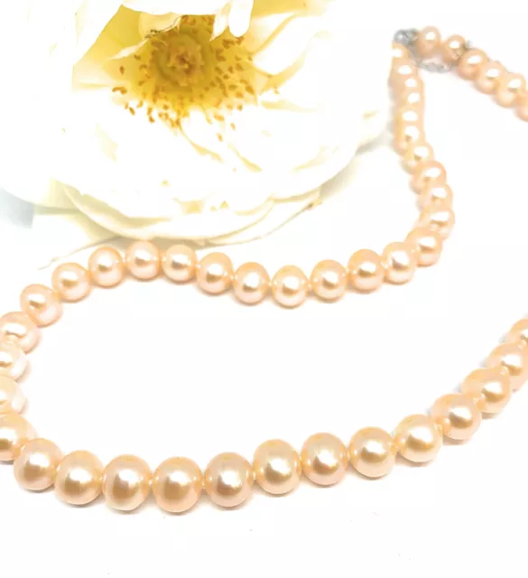 Bella Sterling Silver Peach Freshwater Pearl Necklace 16 inches