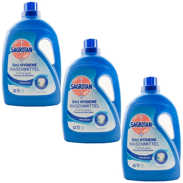 Sagrotan Universal 2in1 Full Detergent 3 X 60.9oz Against Stains & Scents - 36WL