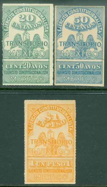 EDW1949SELL : MEXICO 1913 Scott #351a-353a Very Fine, Mint OG. Catalog $265.00.