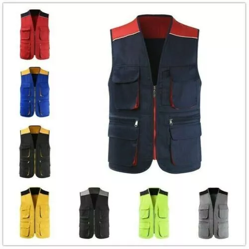 Work Vests Waistcoat Multi-pocket Construction Safety Clothing Road Traffic Tops