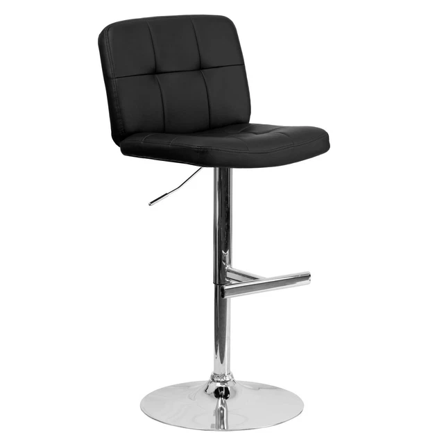 Flash Furniture Tufted Black Vinyl Adjustable Height Barstool DS-829-BK-GG