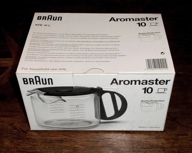 Neu! BRAUN Aromaster Glaskanne 10 Tassen Ersatzkanne KFK 10 L Deckel schwarz 2