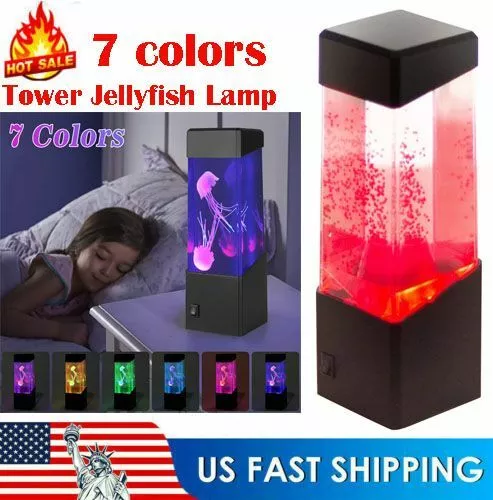 USA Jellyfish Aquarium LED Multicolor Lighting Fish Tank Mood Lamp Night Light