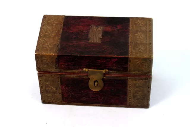 Vintage Old Collective Hut Shape Wooden Jewellery Box Brass Fittings. G62-185