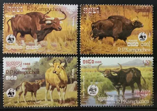 WWF - Kambodscha - Wildrinder - 1986 - kpl. Satz -perfekt erhalten- **/MNH