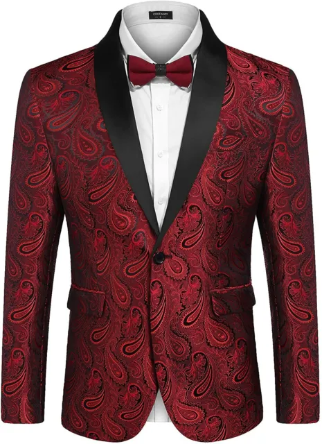 COOFANDY Mens Floral Tuxedo Jacket Paisley Shawl Lapel Suit Blazer Jacket for Di