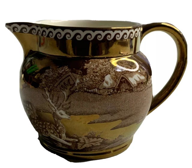 Vintage Wedgwood FALLOW DEER of Etruria & Barlaston Creamer Copper Lustre
