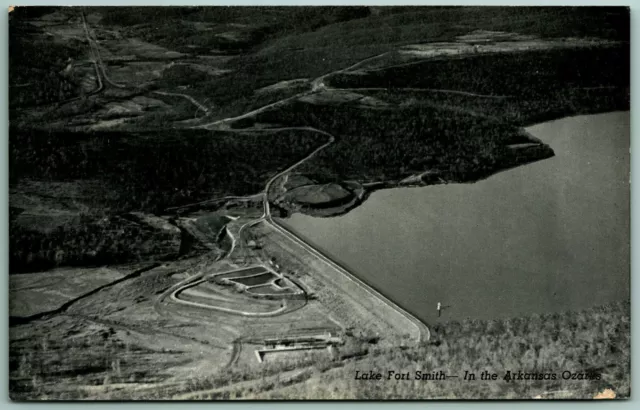 Aerial View Lake Fort Smith Arkansas AR 1942 CT Photo Cote Postcard I12