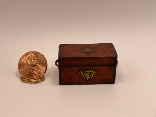 OOAK Artisan Dollhouse Miniature 1:12 Antique/Vintage Look Wood Sewing Box