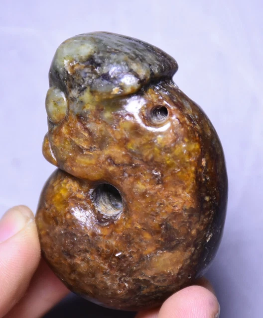 China Hongshan Culture Old Jade Feng Shui Dragon Hook Pig Long Amulet Pendant 3