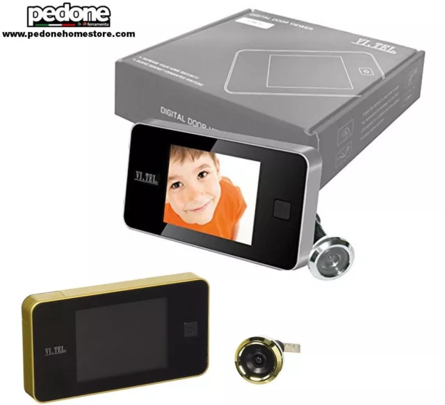 Spioncino Digitale Porta Con Display Lcd Telecamera Vitel E0372 Oro e Argento