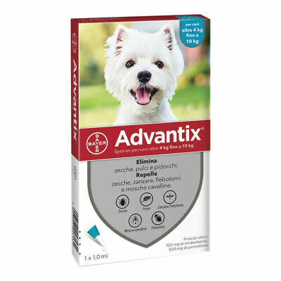 Advantix Bayer spot on 4 pipette per cani da 4 a 10 kg SCADENZA 04/2026