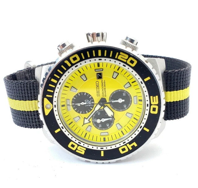 SEIKO CAESAR SCUBA Diver's Chrono Mens Divers Watch 7T92-0JG0 Yellow SNDA15  $ - PicClick