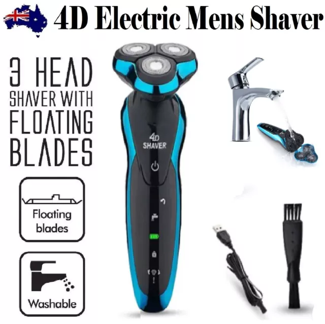 4D Electric Shaver 3 Rotary Head Razor Beard Trimmer Blad Men's USB Rechargeable