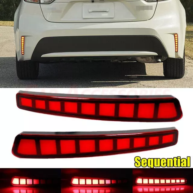 2/Set For 2020 2021 Toyota Corolla Rear Bumper LED Turn Signal Tail Brake Lights