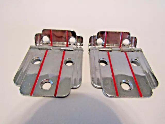 Vintage Chrome Cabinet Hinges w Red Lines for 3/8" Offset Mounted Doors