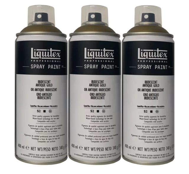 Liquitex Spray Paint Antique Gold 3x 400ml auf Wasserbasis 100% Bleifrei