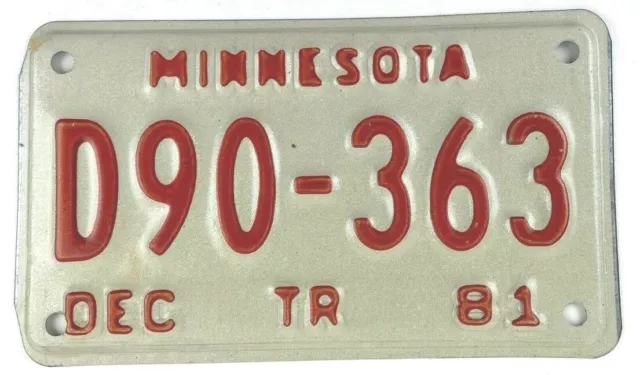 Minnesota 1981 Trailer License Plate Vintage Man Cave Garage Decor Collector