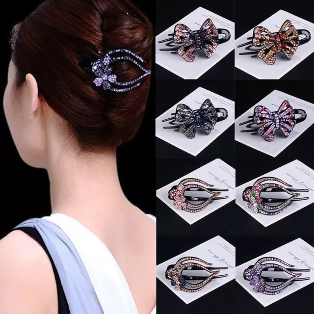 Strass Fiore Capelli Clawponytail Barrettes Forcina Clip Donna Accessori  ^