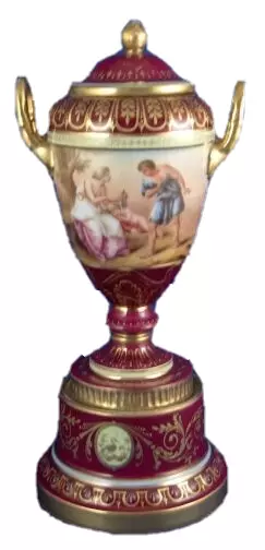 Antique 19thC Royal Vienna Scenic Porcelain Urn / Vase Scene Porzellan Wien