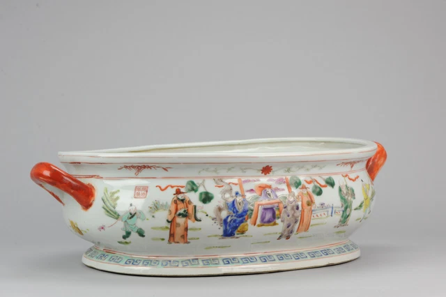 LArge 20th c Chinese Footbad with Figural Court Scene Late 20th century