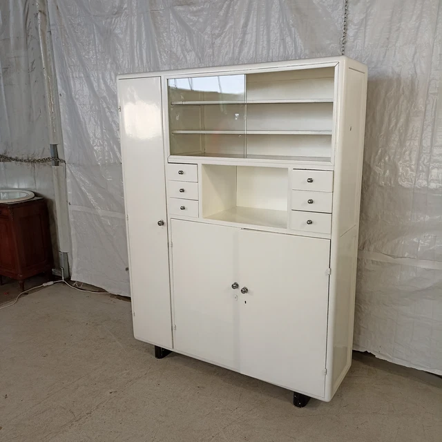 Credenza Vintage anni 50 - In Legno Laccato Ante Scorrevoli in Vetro - Italia