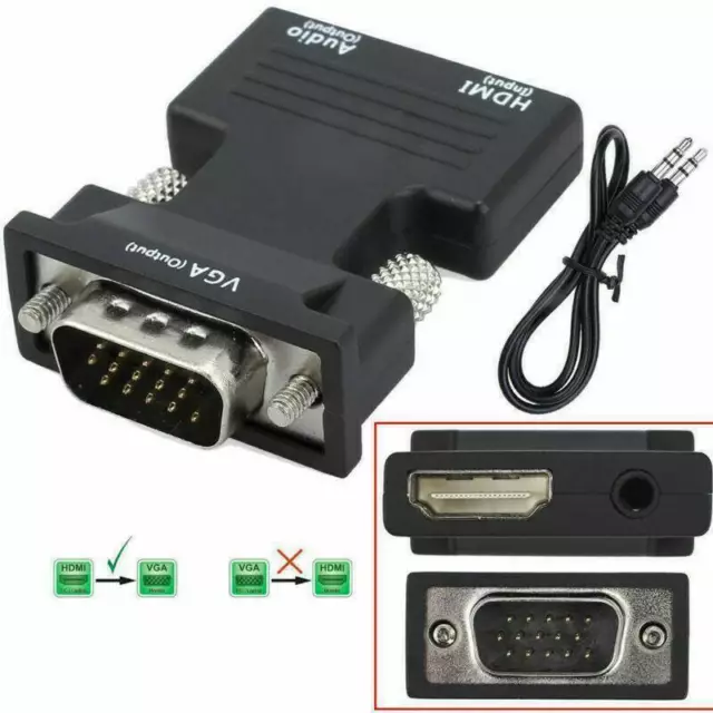 HDMI zu auf VGA mit Audio Output Cable Converter Adapter 1080P Für PC Laptop DA