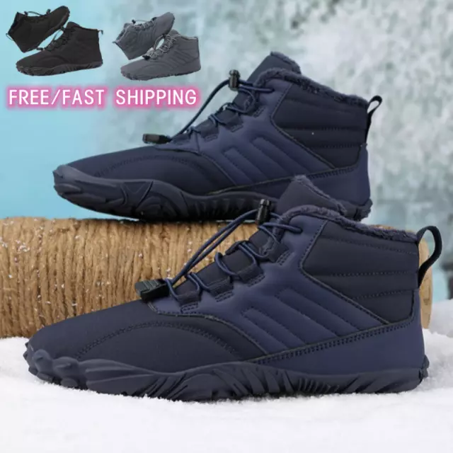 Winter Mens Faux Fur Lined Snow Winter Warm Waterproof Nonslip Ankle Boots Shoes
