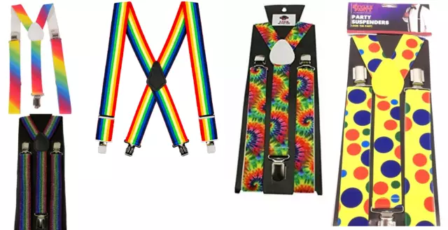 Rainbow Gay Pride Adjustable Suspender Braces Fancy Dress Festival Disco Party