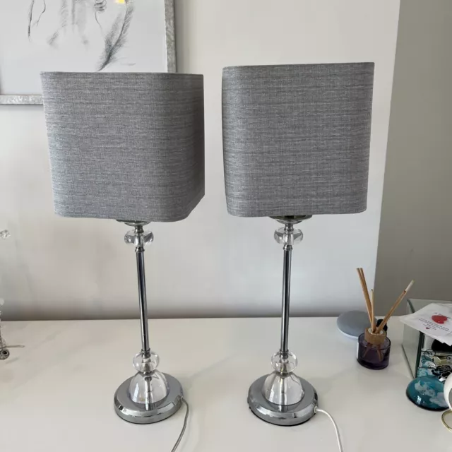 Pair Grey Lamps Lounge/dining Room