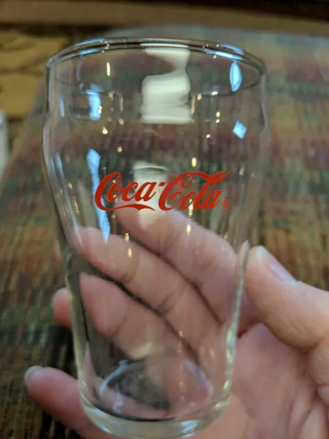 Vintage  Small Clear Coca-Cola Glass Red Logo 4 Inches Tall