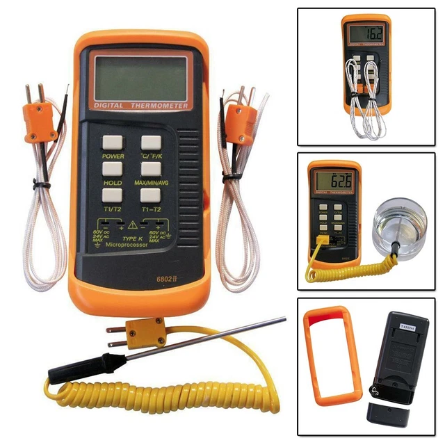 Zuverlässiges K Type Digitalthermometer 6802 II mit doppelter Temperaturanzeige