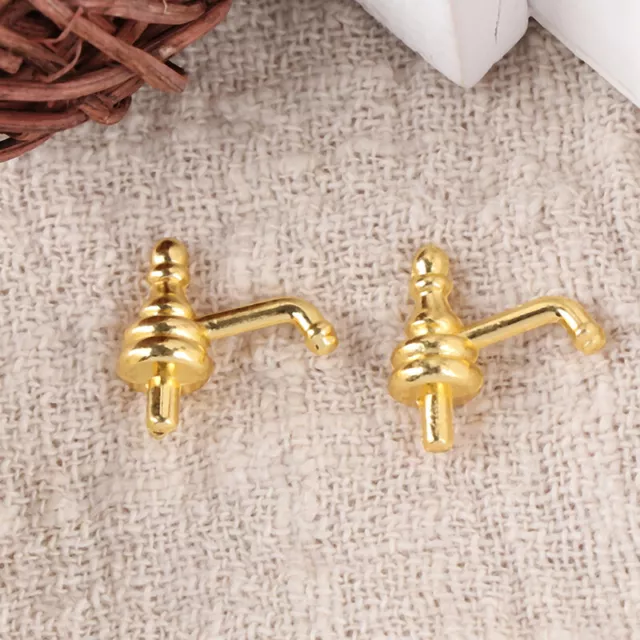 2Pcs 1:12 Dollhouse mini alloy faucet simulation water tap model toys JM#km