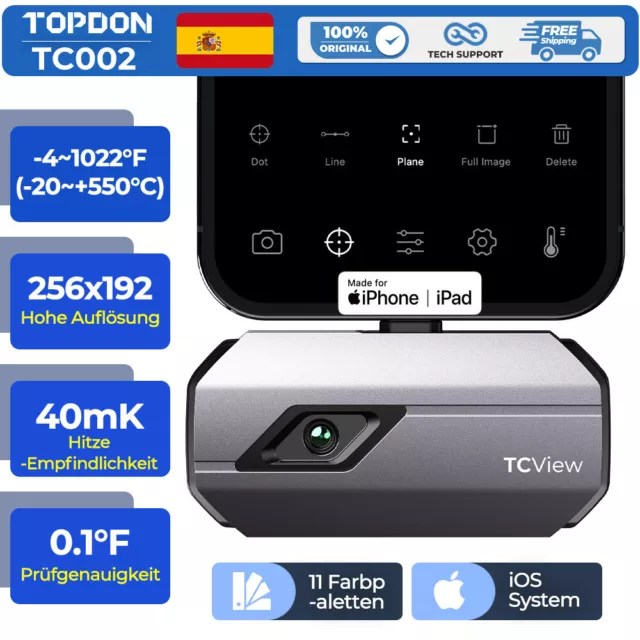 TOPDON TC002 Cámara térmica infrarroja 40mk Vívida Termómetro termográfico