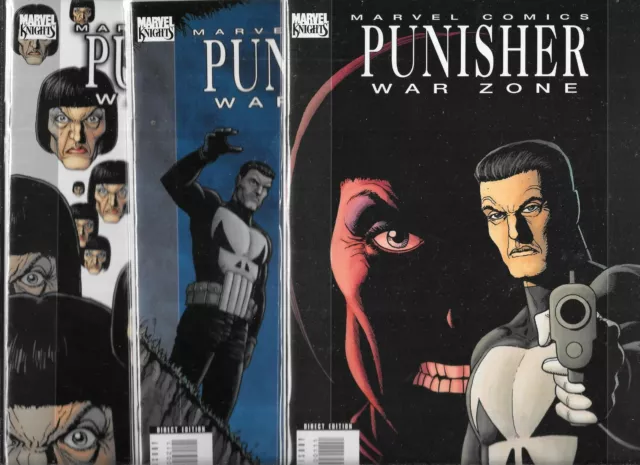 Punisher War Zone Mini-Series Lot Of 3 - #1 #2 #3 (Nm-) Marvel Comic Garth Ennis