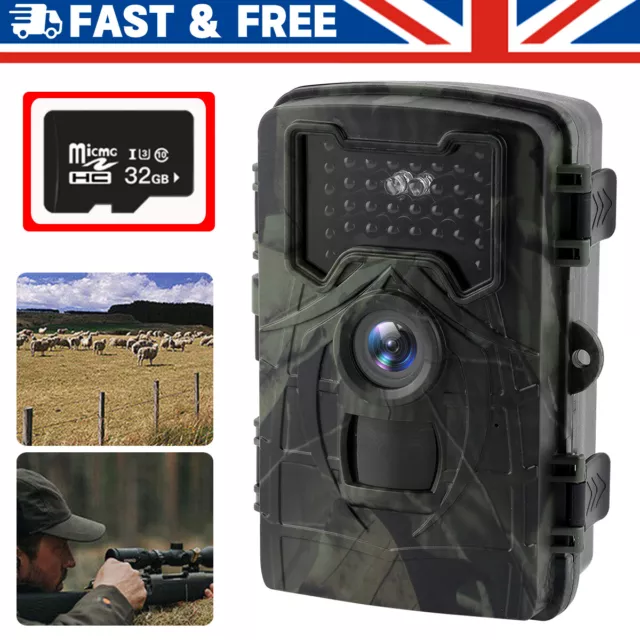 Wildlife Trail Camera 36MP 1080P Game Outdoor Night Vision Motion Hunting Cam UK