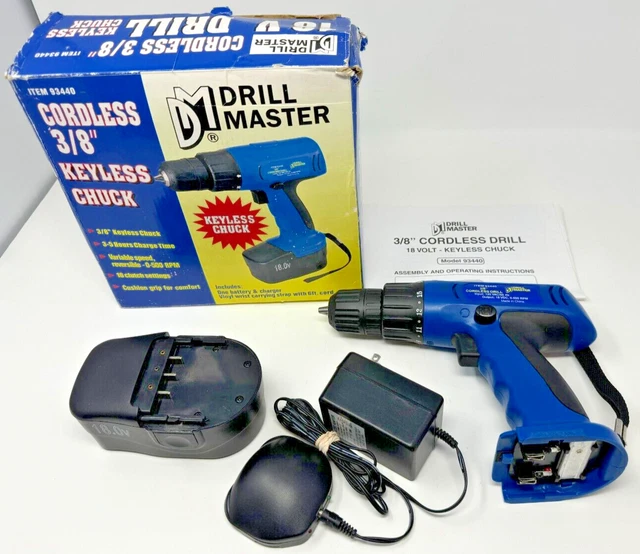 DRILL MASTER 18V Cordless 3 8 Keyless Chuck Drill 93440 Charger Battery tested 50.06 PicClick