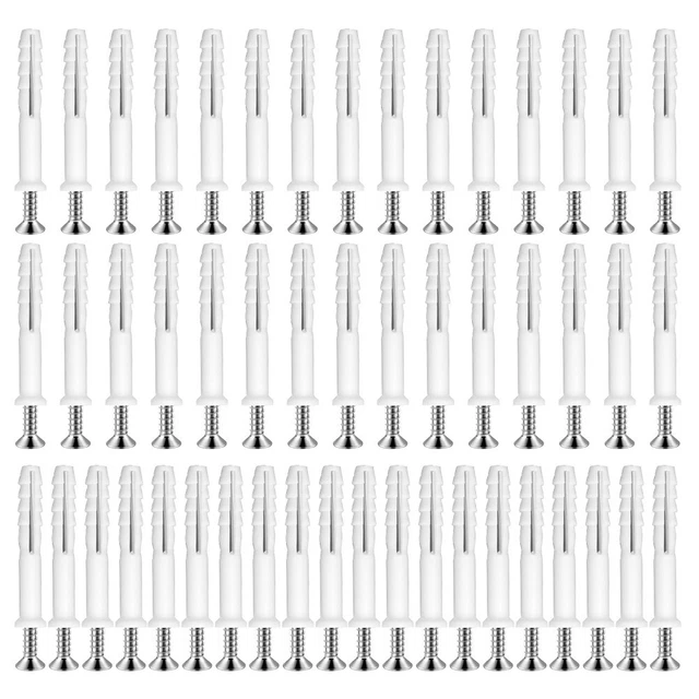 50 piezas Tubo de expansión de plástico Tubo de expansión Anclajes de pared Tapones de perforación