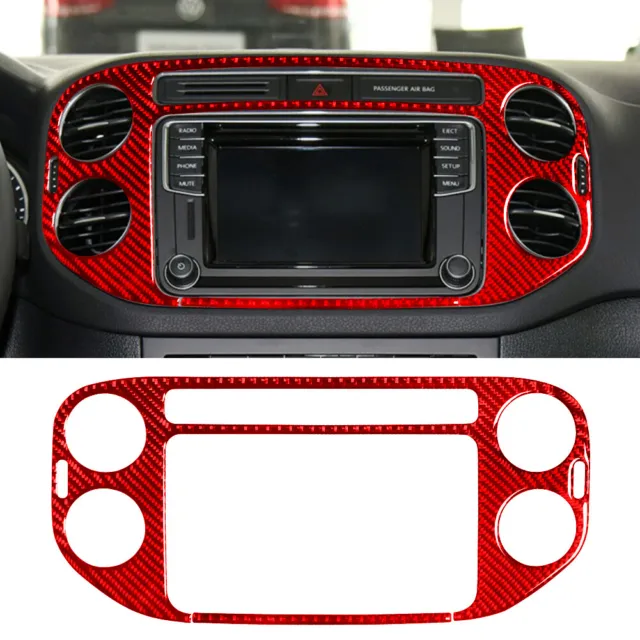 1pcs Red Carbon Fiber Center Air vent Frame Sticker Trim For VW Tiguan