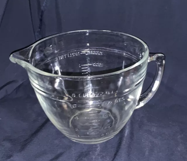 Vintage Anchor Hocking Fire King Glass Batter Measuring Mix Bowl 2 Quart 8 Cup
