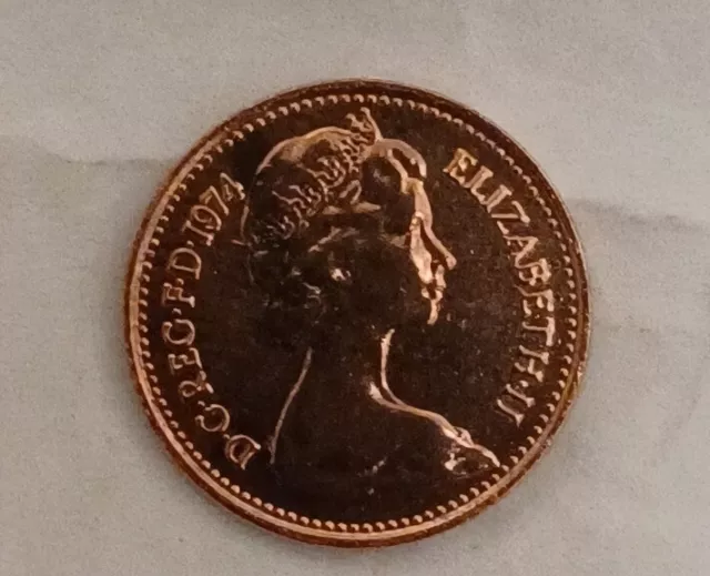 Half 1/2 Penny Coin 1974- Queen Elizabeth II-British - birthday anniversary gift 2