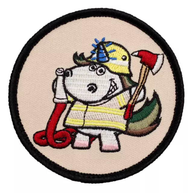 Bundeswehr Polizei Feuerwehr Einhorn Patch gestickt mit Klett - 8 cm Durchmesser 3