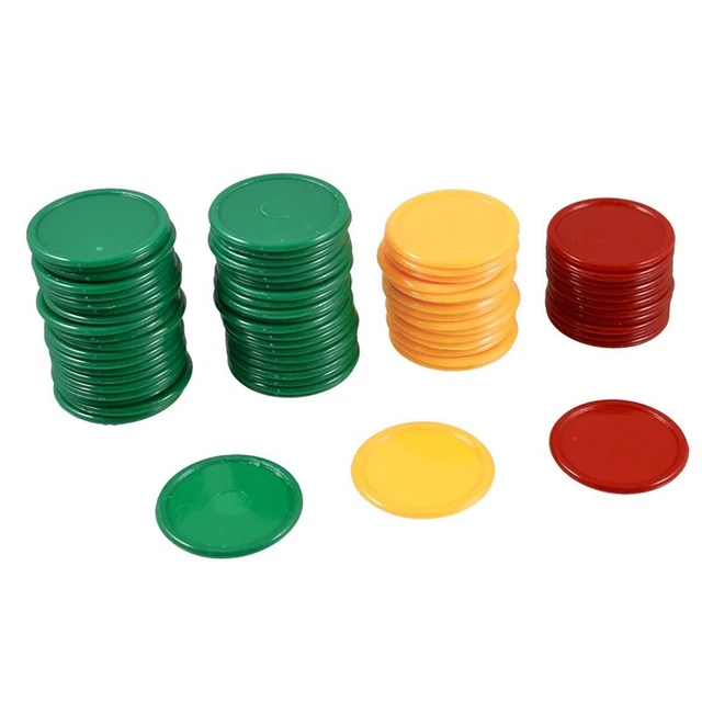 Red Yellow Green Round Shaped  Poker Chips Lucky Game Props 69 Pcs T9A3A3