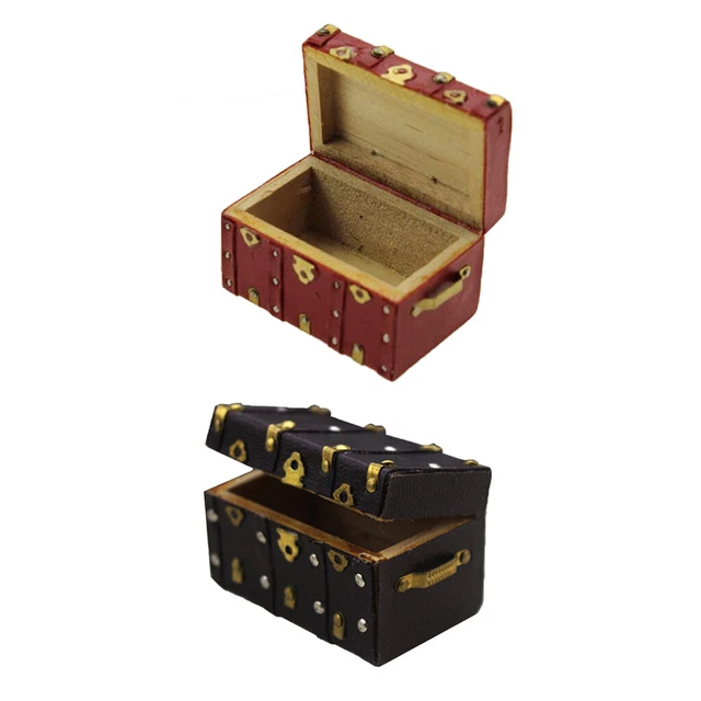 Miniature Toy Retro Trunk Box Suitcase Luggage Travel Bag For 1/6 1/12