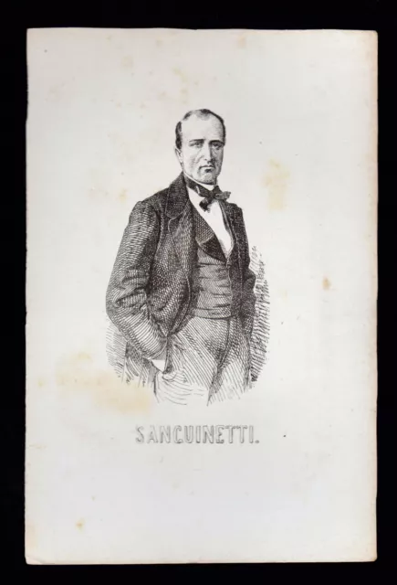 Apollo Sanguinetti Incisione Xilografia '800 Politico Deputato Regno D' Italia