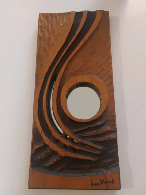 Mirror Brutalist Wooden Guallino Fire IN Awakening Signed Patrick Guallino