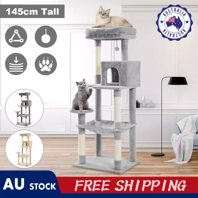 Road Cat Tree Tower Scratching Post Scratcher Cats Condo House Bed 143cm Toys