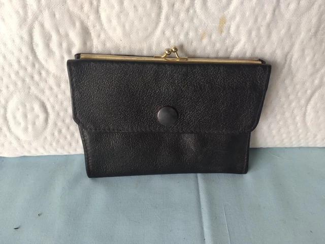 Porte-Monnaie Rétro Grand-Mère Vintage Cuir Noir Bazinval 76340