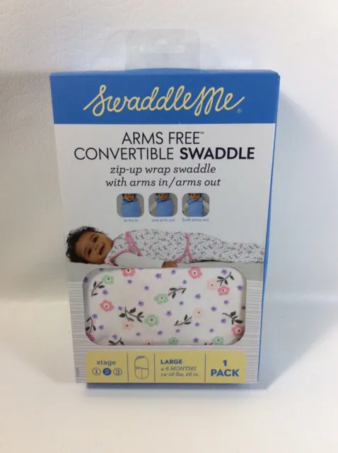 Swaddleme Arms Free Convertible Swaddle Zip Up Wrap Blanket Large 4-6 Mos New