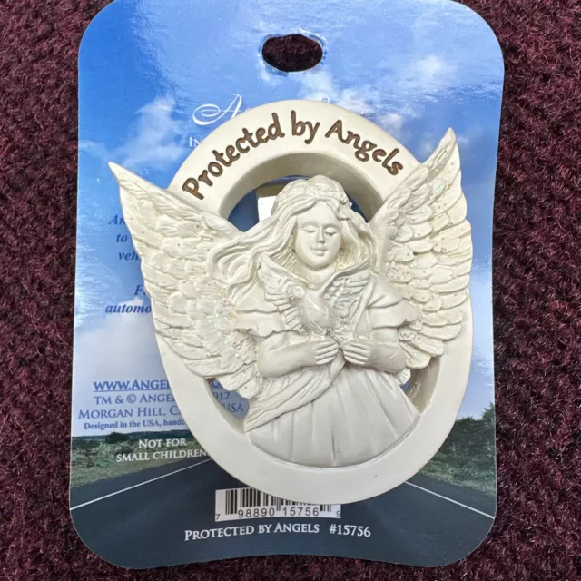 AngelStar Visor Clip "Protected by Angels" Inspiring Ivory Resin #15756 Glitter